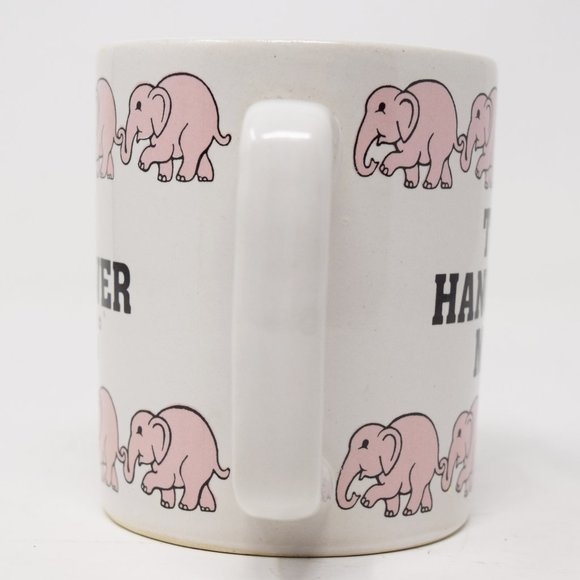 Vintage Hangover Mug Double Handle Pink Elephants Korea 1983 Chadwick Miller Gag - Picture 3 of 14